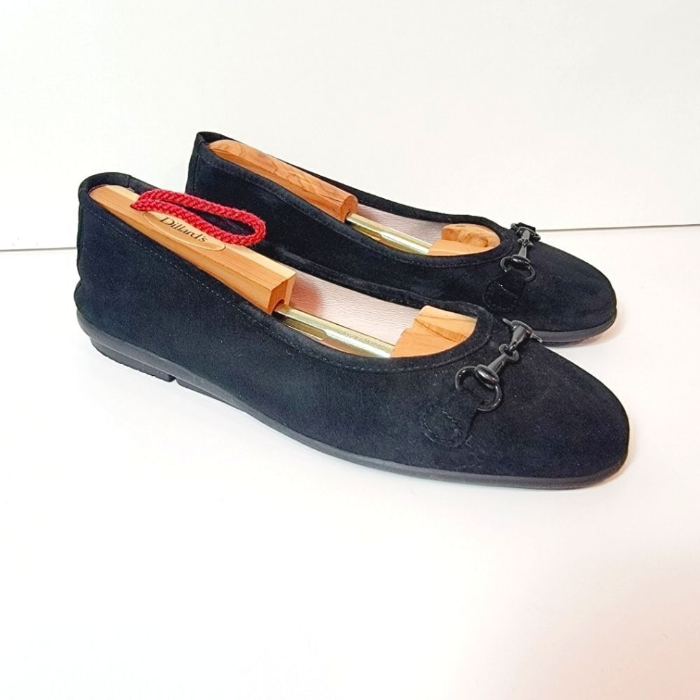 Patricia Green Quiet Luxury Boston Plush Suede Ballet Black Flats Size 39 US9
